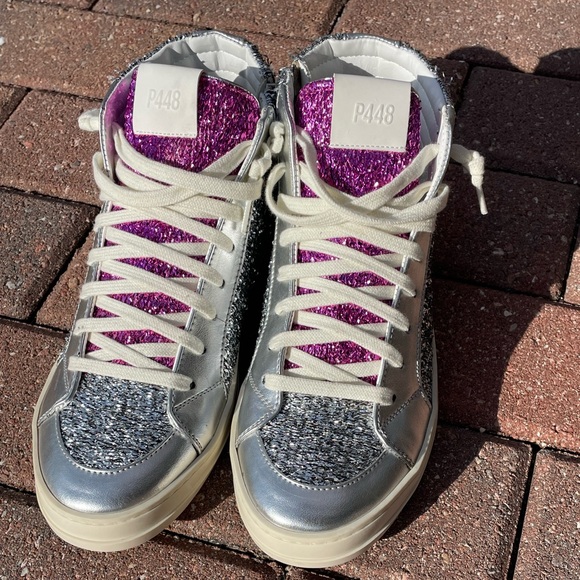 P448 Skate Purple and Silver High Top Sneakers Size 38 - Picture 6 of 15